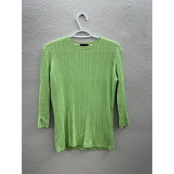 Tommy Hilfiger Womens Sweater Size Small Green Cable Knit 3/4 Sleeve - Picture 1 of 10